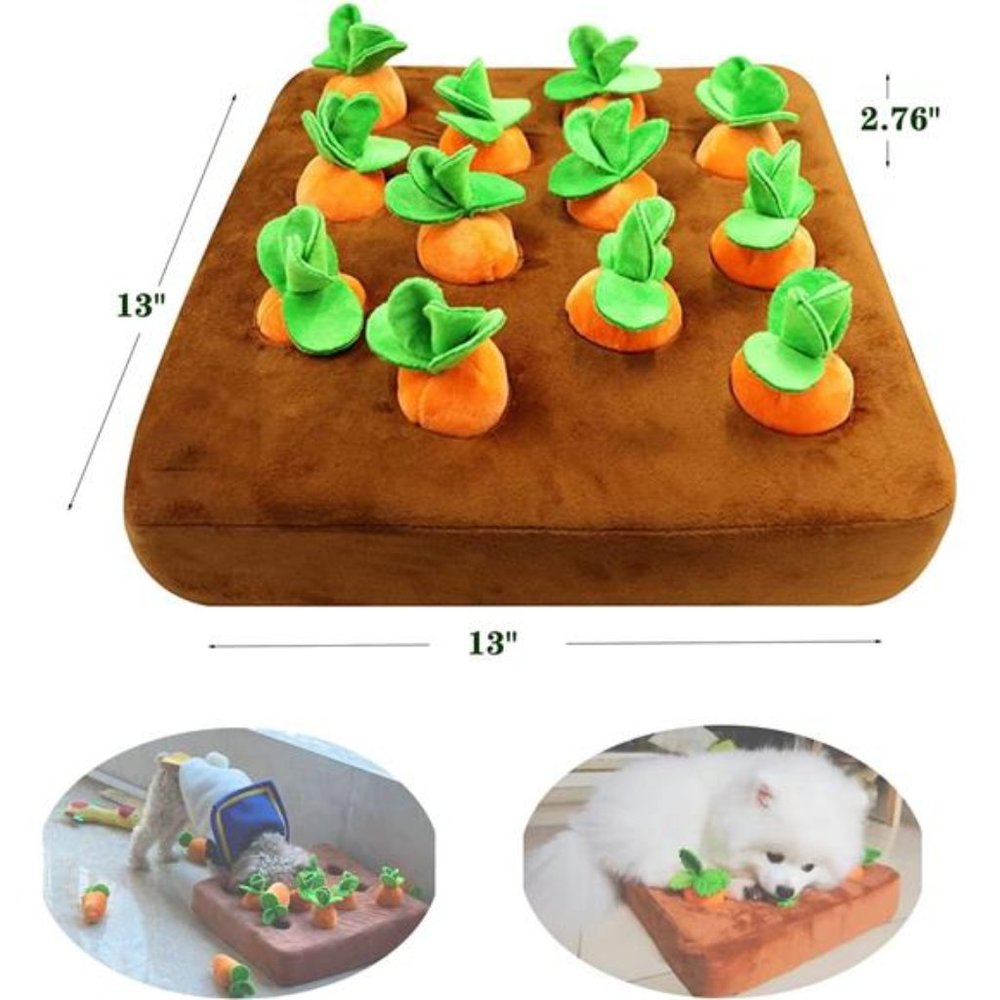Carrots Dog Interactive Toys Snuffle Mat for Dogs, 13''x13'' Carrot Snuffle Toy - Picture 2 of 5